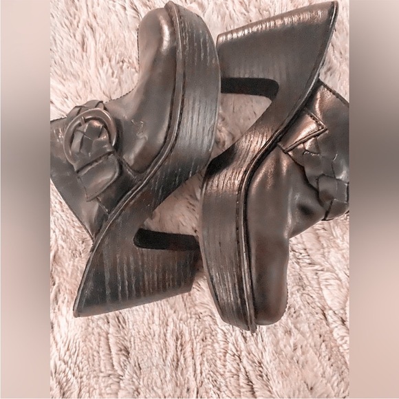 BORN GOOD CONDITION BLACK  MULE LOAFER 8M HIGH HEEL BLACK WITH BRAID AND BUCKLE - Picture 9 of 11